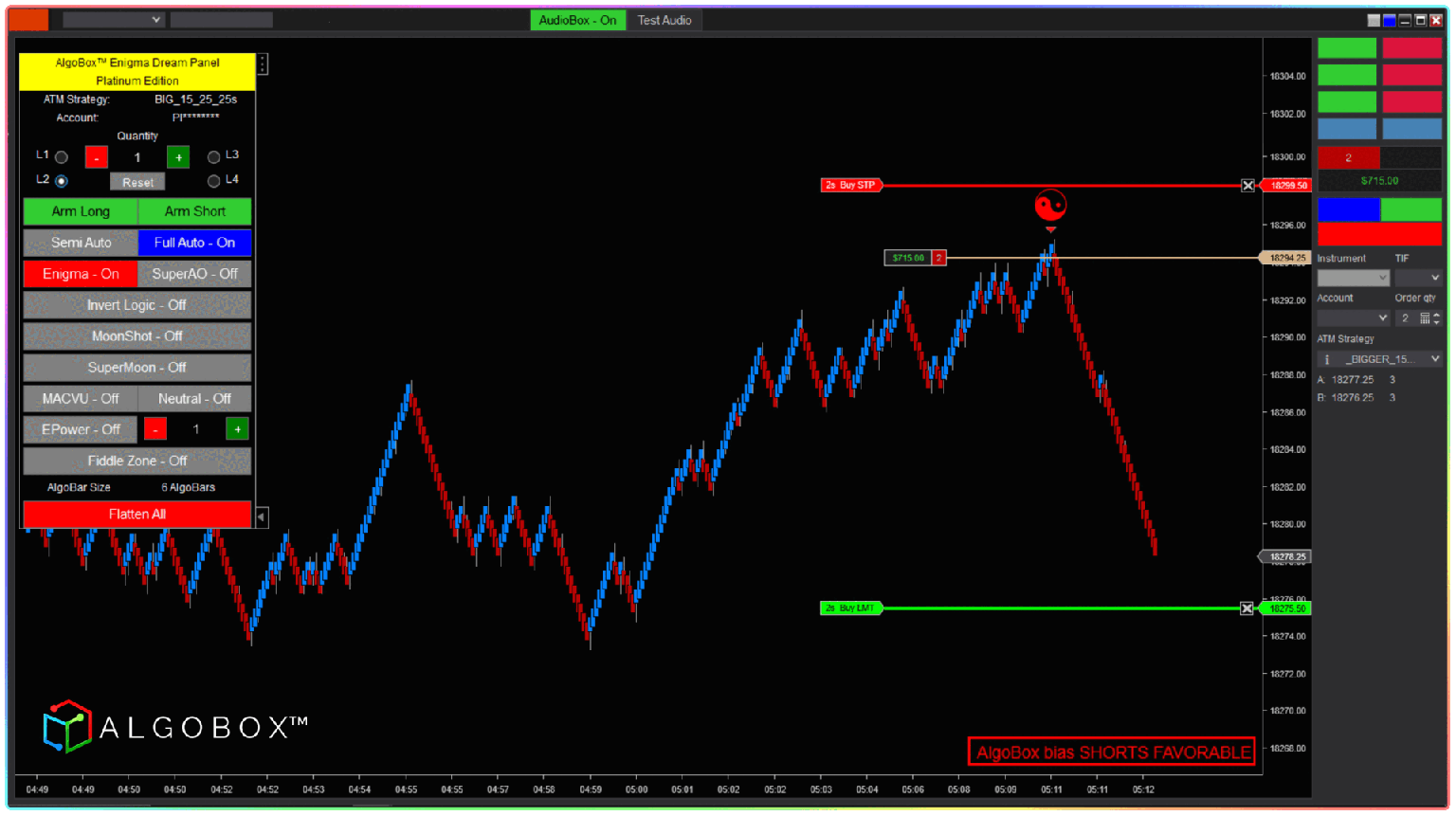 AlgoBox Enigma running on a trading desk